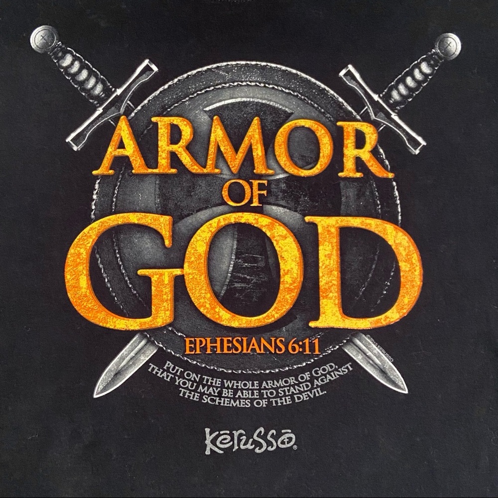 ❇️ VINTAGE Kerusso Armor Of God Shirt! 18x27.5